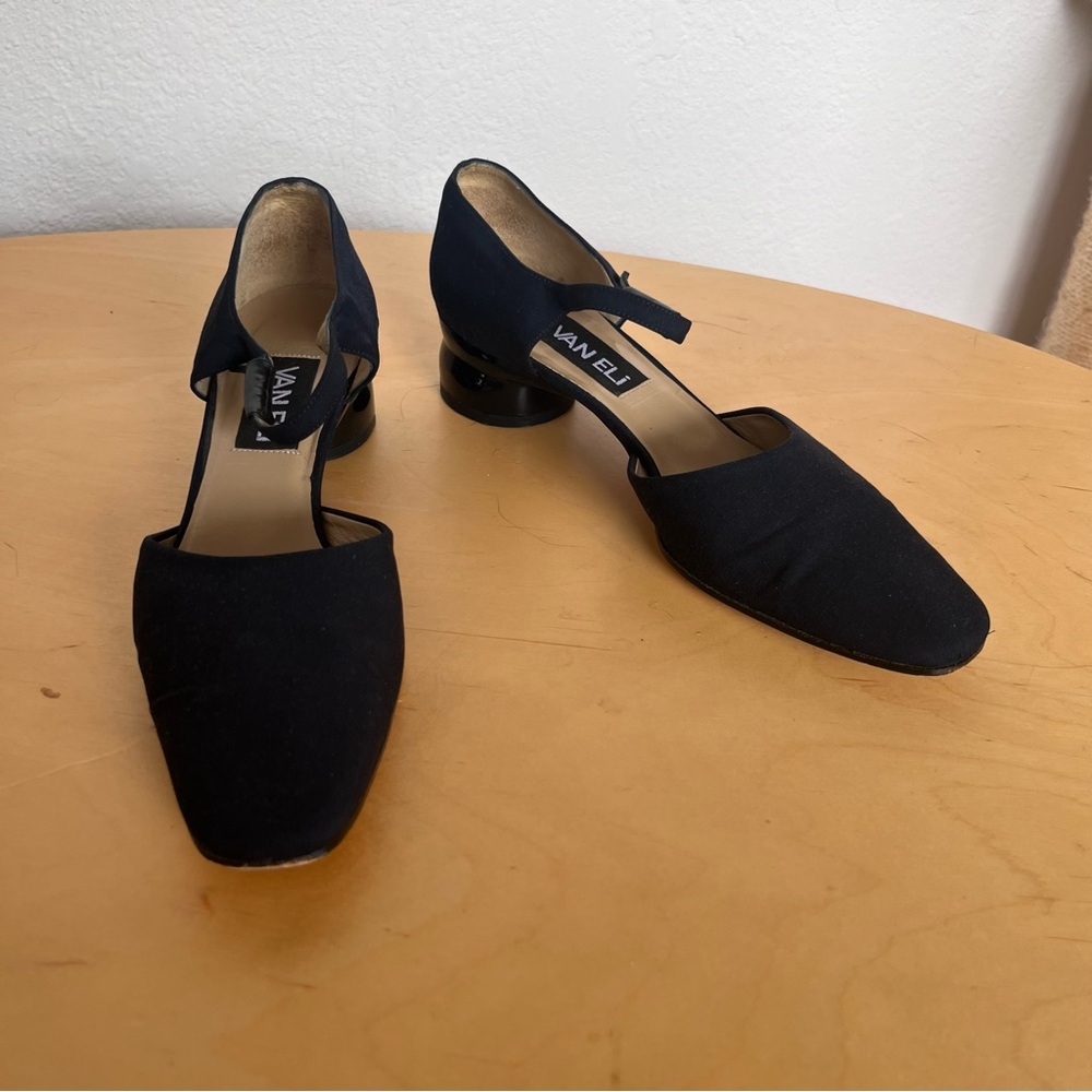 Vaneli Matte Navy Blue Heels Mary Jane Square Toe Size 7.5 - Picture 2 of 7